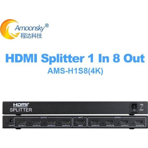 3D 4K 30HZ HDMI-COMPATIBLE Splitter HDCP 1 in 8 out Power Signal Amplifier 1x8 Audio Spliter Switch Converter Adapte H1S8-S