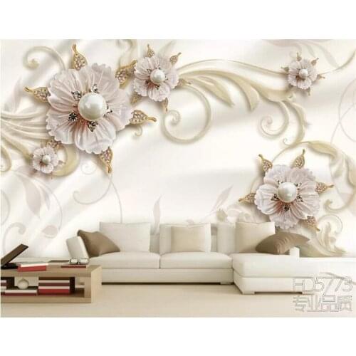 3D stereo photo custom wallpaper mural luxury atmosphere European jewelry flower background 3d wallpaper home decoration