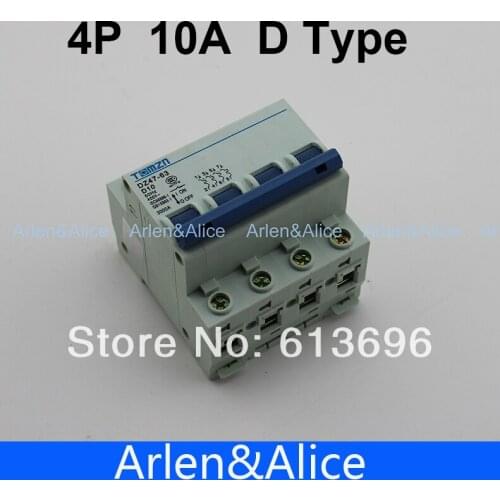 4P 10A D type 240V/415V Circuit breaker MCB 4 POLES