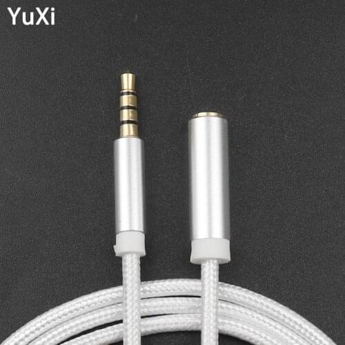 YuXi 4 Pole 3.5mm Audio Extension Cable 3.5mm Plug AUX Jack Male To Female Headphone Extension Braided Wire Support Microphone