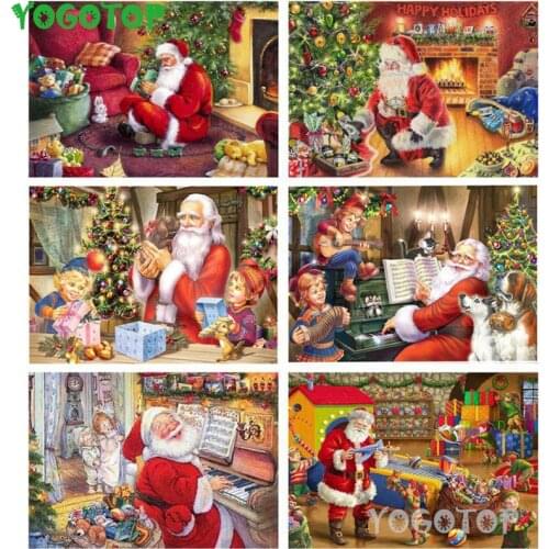 5D Diy Diamond Painting Christmas Full Square Diamond Embroidery Santa Claus Kit Cartoon Mosaic Handicraft Holiday Gift YY4705