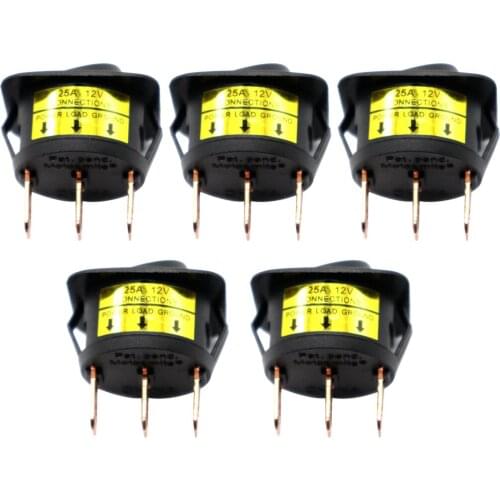 Car Boat Marine Round Dot LED Light Rocker Toggle Switch 12V 25A