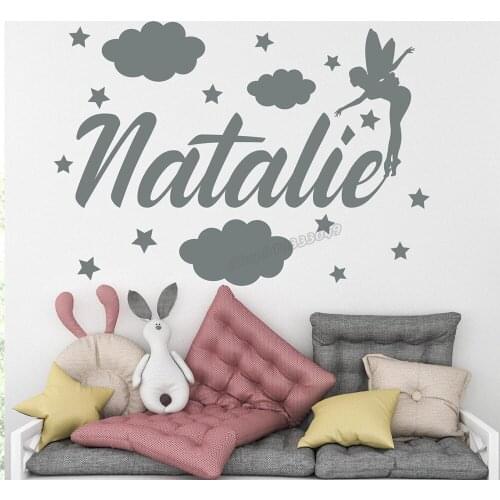 Girl Name wall decal baby room decor girl name Custom decal fairy Wall Sticker kids room decor girl bedroom decor decal B038