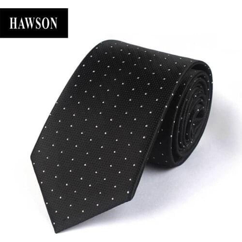 HAWSON White Polka Dot Tie for Bridegroom, Classic Dot Necktie for Businessman, Mens Accessories, Gift for Men