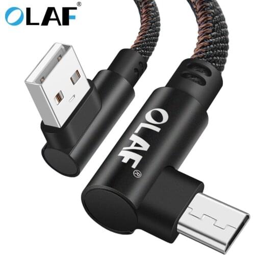 OLAF 90 Degree Micro USB Cable 2.4A Fast Charging Usb Data Cord Microusb Cable For Samsung Xiaomi Android Mobile Phone Cables