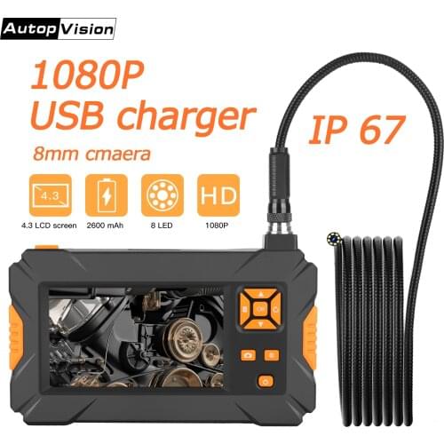 P30 handhold screen endoscope camera 4.3 inch industrial handheld borescope 8mm 2.0mp inspection snake camera with 18650 battery