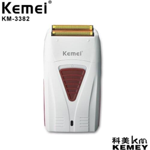 Kemei 3382 Barber Finish Electric Shaver for Men USB Cordless Rechargeable Beard Razor Reciprocating Foil Mesh Shaving Machine