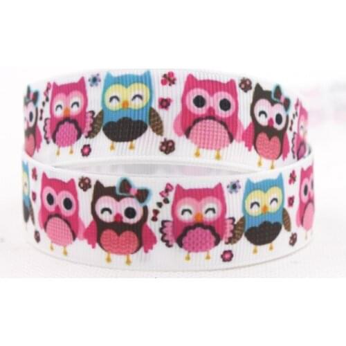 [IuBuFiGo] 50 yard 7/8" 22mm Owl Printed Grosgrain ribbon Tape Hair bow DIY handmade Accessories