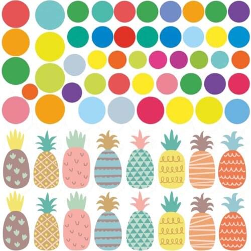 Colorful Cylindrical Cartoon Pineapple Wall Sticker Home Decoration Wall Paste for Bedroom Dining Room Baby Room Toy Gift