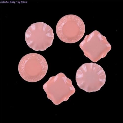 1/12 Doll House Miniature Pink Dishes Plate Tableware Decor Kitchen Toys For Children Kids Pretend Play Doll House Accessories