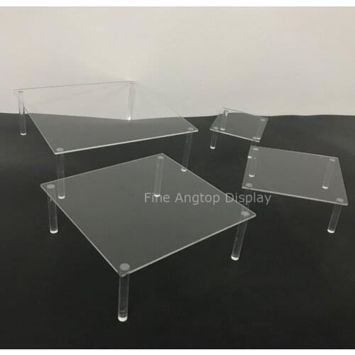 Small Jewelry Risers For Displays Acrylic Four Prong Display Stand Set of 4