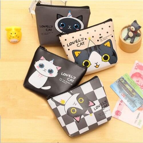 Cute Animal Cat Coin Purses Holder Women Mini Wallets Silica Gel Change Girl Kids Coin Bag Money Bag Children Zipper Small Pouch