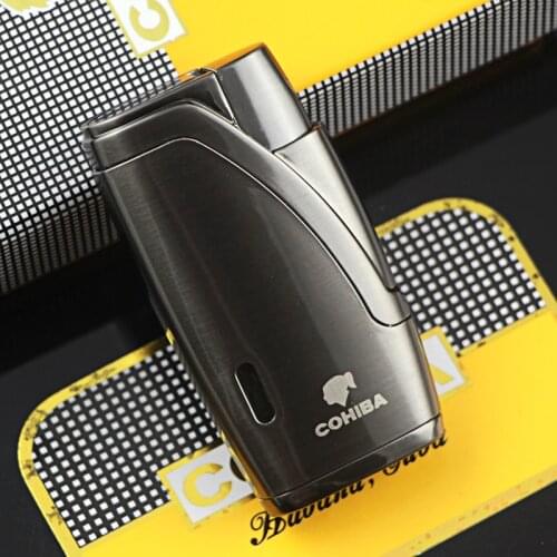 COHIBA Mini Torch Lighter Pocket Creative Cigar Lighter 2 Jet Butane Gas Cigarette Flame Lighters