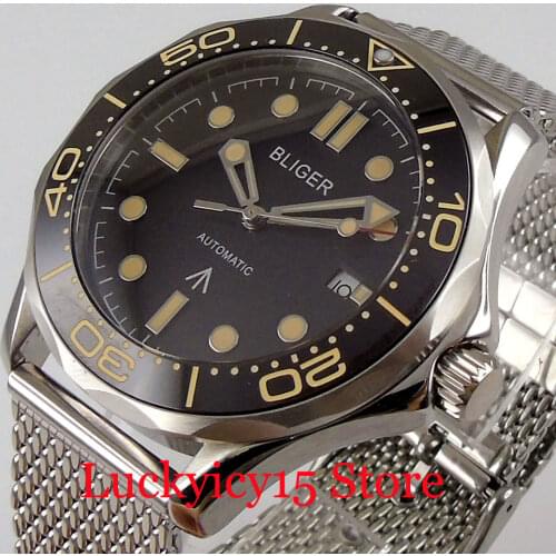 BLIGER Fashional NH35 MIYOTA 8215 41mm Mechanical Men Watch Sapphire Crystal Mental Band