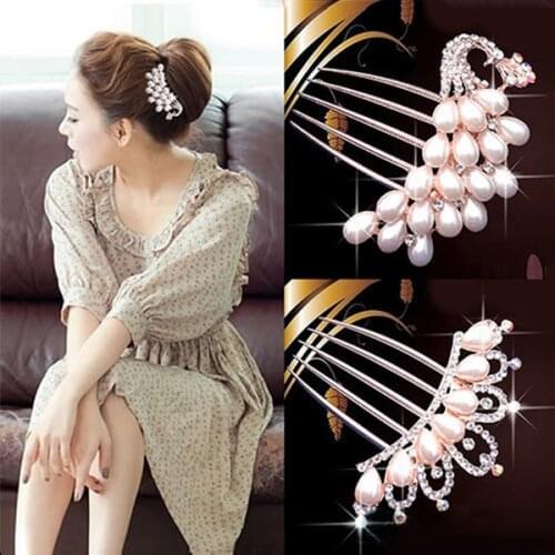 Fashion Women Bridal Wedding Pearl Crystal Rhinestone Hair Comb Hair Clip Hairpin Accessories Jewelry Gift SANA889