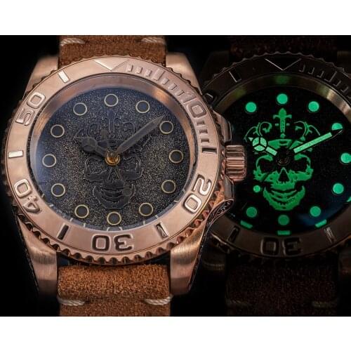 SHIRRYU NH35A Sapphire Crystal Automatic Watch Mens Bronze Diver Watch 200m CUSN8 Engraved Case Super C3 Luminous Dial Watches