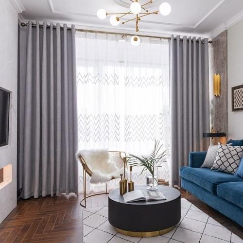 Custom New Nordic Ins Wind Engineering Home Decoration Curtain Velvet Linen Corrugated Jacquard Curtain Fabric