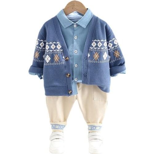 New Spring Autumn Baby Girl Clothes Suit Children Boys Cotton Jacket Shirt Pants 3Pcs/Set Toddler Casual Costume Kids Tracksuits