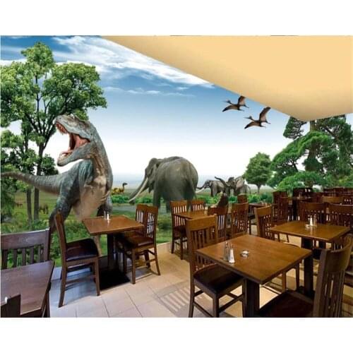 Beibehang papel de pared Custom wallpaper 3D photo wallpaper murals through time and space dinosaur Jurassic 3D background wall