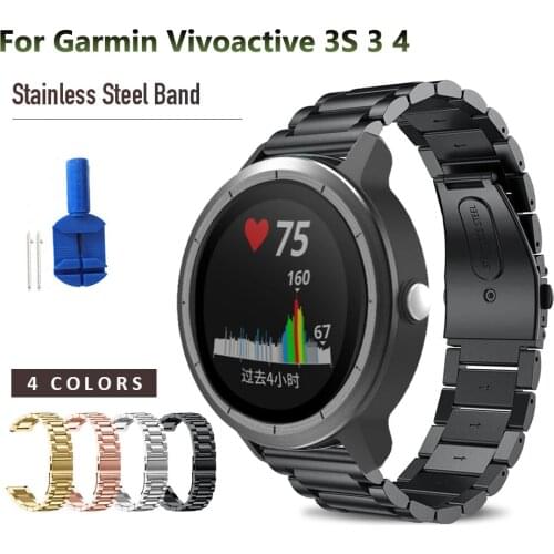 18 20 22mm Vivoactive3 Metal Stainless Steel Watch Band Sports Strap For Garmin Forerunner 245M/645/Vivoactive 3/4/Venu Bracelet
