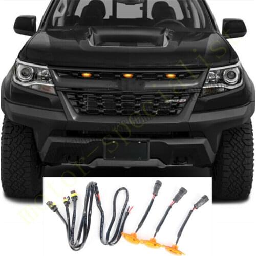 For Chevrolet Colorado 2017-2018 2019 2020 Grille LED Light Raptor Style Grill Trim Cover 3PCS car accessories