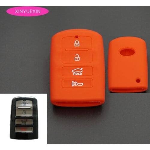 Xinyuexin Silicone Rubber Key Cover FOB Case for KIA K9 Cadenza K7 Smart Remote Key Jacket Case Car-styling Cover 4 Buttons