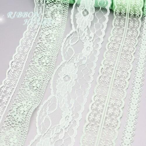 10 yards/roll) light green color lace fabric ribbon decoration gift wrapping material