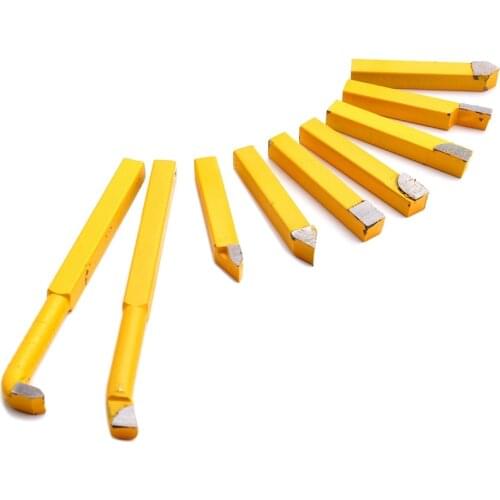 9pcs/Set YW1 Carbide Brazed Tip Tipped Lathe Cutter Tools 8x8mm Shank High Hardness Turning Milling Welding Bit