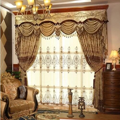 European-style Curtain Hollow Water-soluble Embroidery Embroidery Shading Customization Curtains for Living Dining Room Bedroom