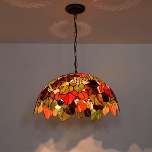 Vintage Creative Bar Pendant Light European Stained Glass Lights Living Room Dining Room Bedroom Lamp Chain Hanging Lights Led