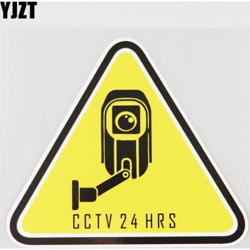 YJZT 13.2CM×11.4CM Vector Illustration Of CCTV Warning Car Sticker PVC Decal 12C-0740