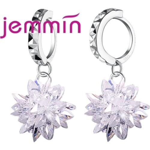 High End Handmade Ice Flower Dangle Earrings Excellent 925 Sterling Silver Dangler Sparkling Irregular Crystal Women Pendientes