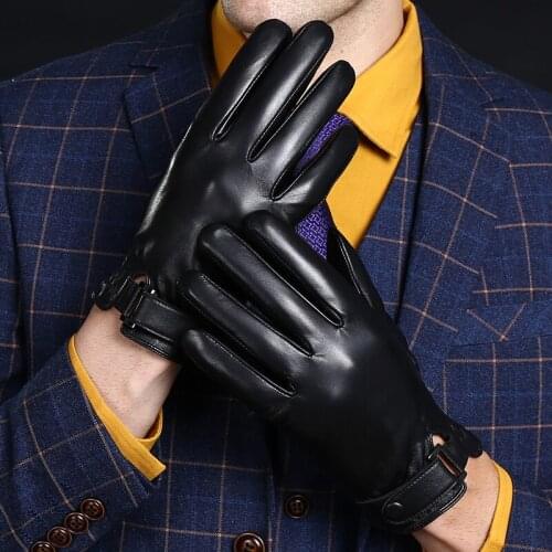Winter high qualitysheepskin gloves /fashion leather gloves / mens touch screen winter cycling driving warm gloves