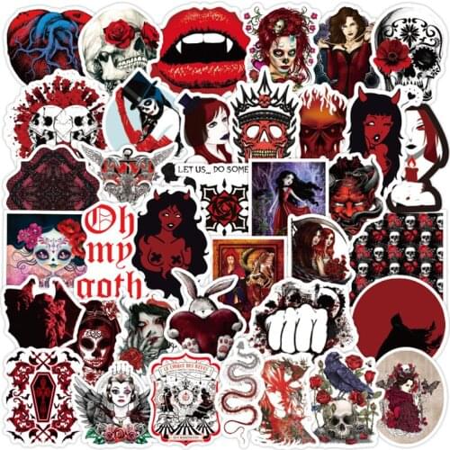 10/30/50PCS Gothic Red Series Stickers Waterproof Stationery Pvc Sticker Skateboard Suitcase Guitar Luggage Sticker Kid Toy