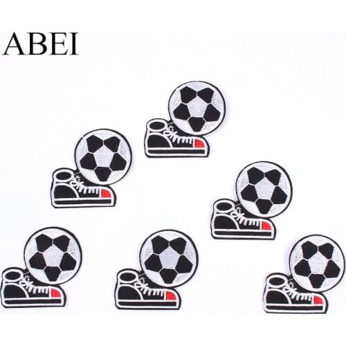 10pcs Iron On Cartoon Football Shoes Patch for Boy Clothes Embroidered Motif Badge Sew On Garments Bags Jeans Stickers Appliques