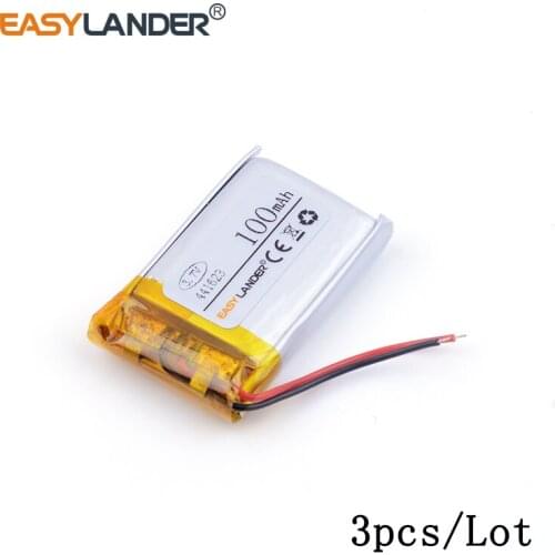 3pcs /Lot 3.7v lithium Li ion polymer rechargeable battery 100mAh 441623 for MP3 MP5 small audio battery Rechargeable batteries