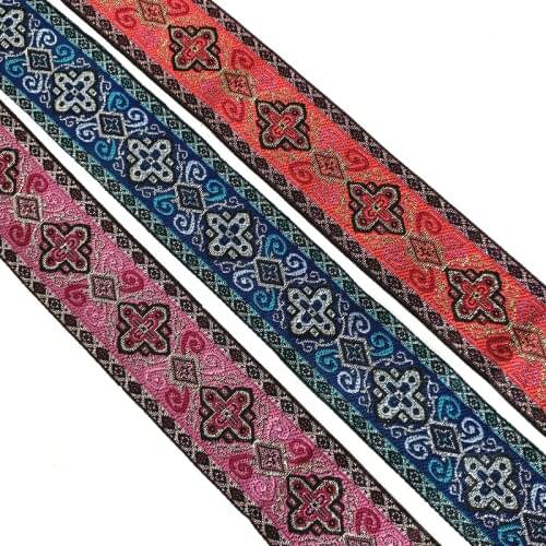 3 Yards 1.5" 3.8CM Gold Silk Vintage Ethnic Embroidery Lace Ribbon Boho Lace Trim DIY Clothes Bag Accessories Embroidered Custom