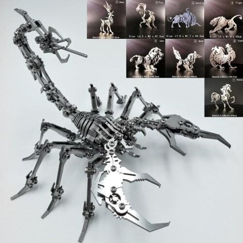 3D Metal Puzzle Diy Model Kit Jigsaw Decoration Model Lion Decoration Silver Gifts Desktop For Children Fox Animal Wolf H1F8