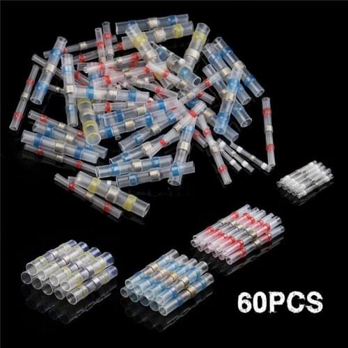 60PCS Waterproof Solder Seal Heat Shrink Butt Connectors Soldering Sleeve Electrical Wire Cable Terminal Connector Kit