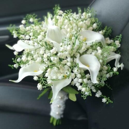 High Quality Imitation Royal Lily Of The Valley Callas Holding Flower Bridal Wedding Bouquet Finished Artificial