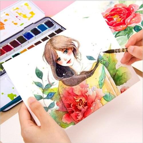 Eval 300g/m2 Harmony Watercolor Paper 8 Sheets Wood Pulp Paper Hand-Painted Water Color Painting Book Office School Art Supplies