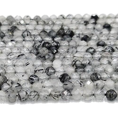 Natural Stone Loose Beads 3mm Black Crystals Angle Faceted Beading Making DIY Bracelet Necklace Earrings Jewelry Accessories