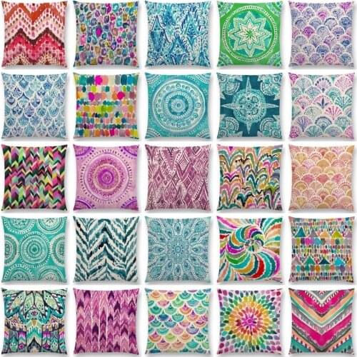Double print Watercolor Boho Waves Coral Camo Stripe Paisley Geometry Rainbow Prints Colorful Cushion Cover 25 Design Available
