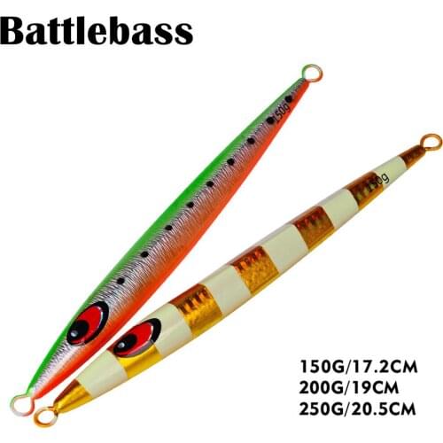 BATTLEBASS SLOWER Long Metal Jig Fishing Lures 150g-200g-250g Slow Cast Jigging Spoon Artificial Shore Casting Bait Sea Pesca