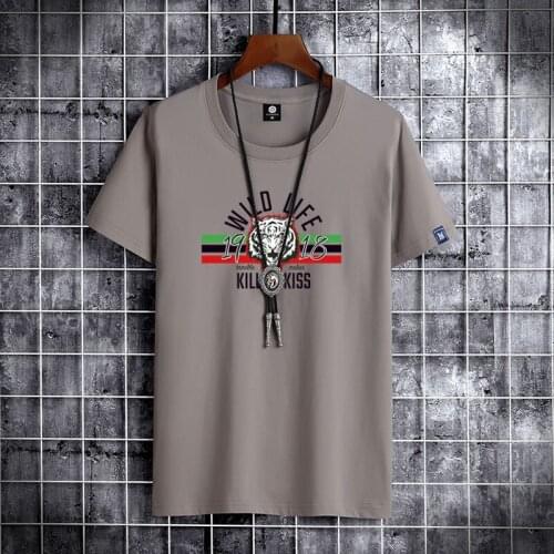 2021 NEW Tiger head Printing 100% cotton Men T Shirt Hip-Hop Cotton T-shirt O-neck Summer Male Causal Tshirts Fashion Loose