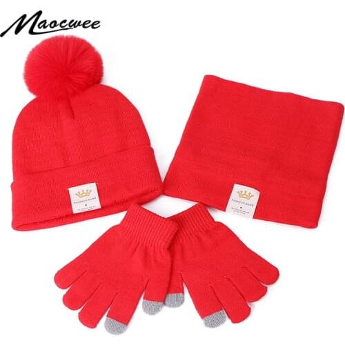 Winter Beanies Hat Scarf Set Kids Women Winter Cotton Knitted Hat Cute Casual Solid Color Skullies Beanies Scarf Two piece Set