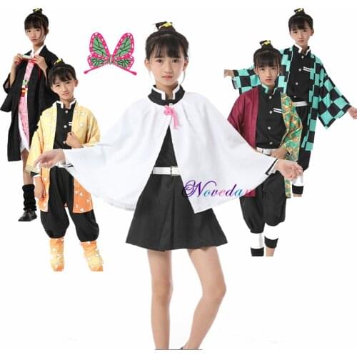 Girls Tsuyuri Kanawo Cosplay Anime Demon Slayer Kimetsu no Yaiba Tanjirou Kamado Nezuko Cosplay Kisatsutai Uniform Costume Kids