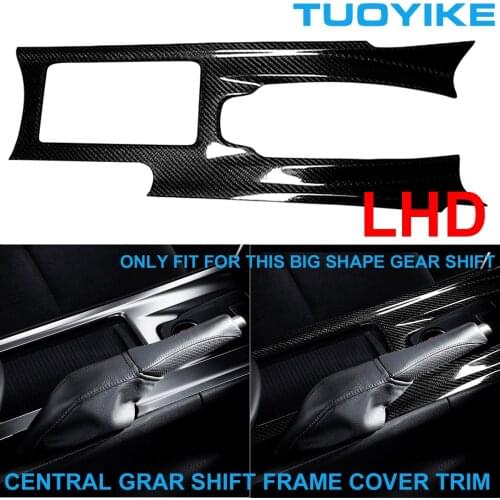 LHD Real Carbon Fiber Central Gear Shift Cover Panel Trim Sticker Decal Decorative Big Shape For Nissan GTR GT-R R35 2008-2016