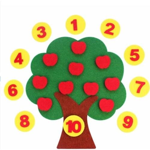 Montessori Math Toy Apple Trees Teach Kids Development Intelligence KindergartenEarly Learning Education Toy DIY Weave Cloth