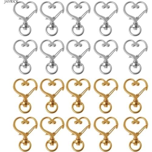 10Pcs Metal Swivel Lobster Clasp Snap Hook Heart Shape Keychain Jewelry Findings